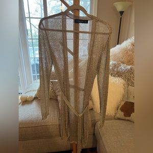 Gold belted wrap sweater